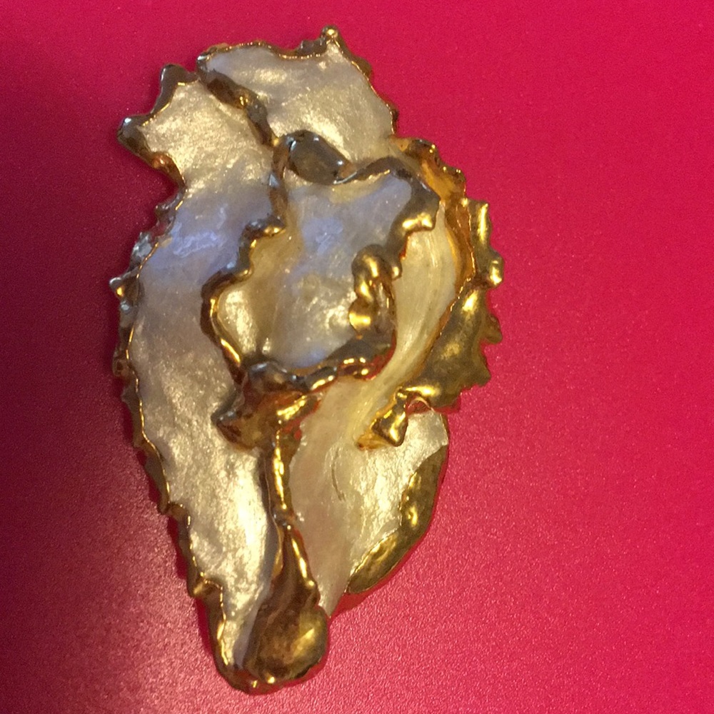 Vintage 1988 Lacombe gold white wedding earrings